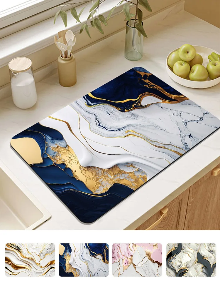 Kitchen Draining Mat Super Absorbent Tableware Pad Coffee Dish Drying Mat Sink Washstand Placemat Bathroom Kitchen Drain Pad