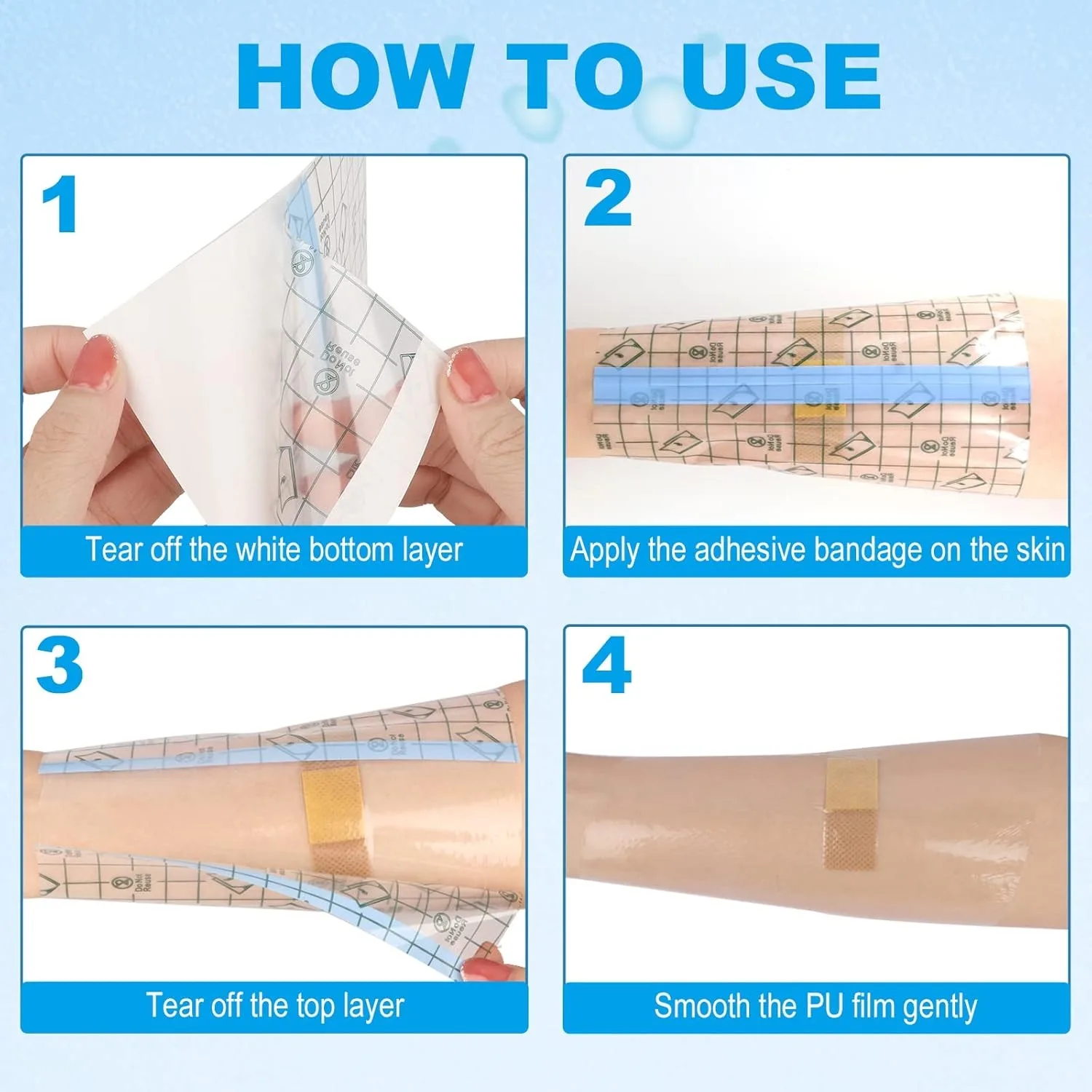 แผ่นปิดแผลกันน้ำแบบยืดหยุ่น โปร่งใส ใช้แล้วทิ้ง สำหรับปกปิดรอยสัก อาบน้ำ