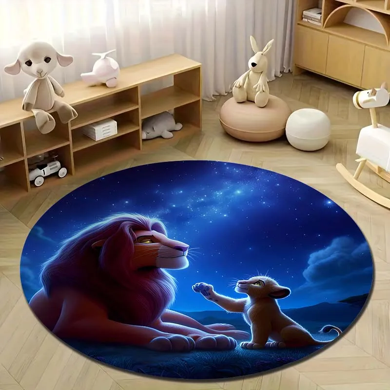 

1 шт., круглый ковер Disney The Lion King, напольный коврик, фоновая крышка, подходит для детского декора на день рождения, коврики для спальни, гостиной