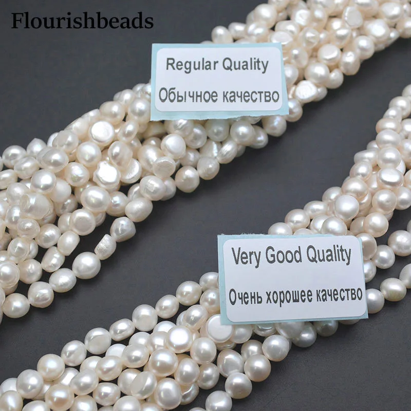 

6~7mm High Quality Flat Oval Natural White Freshwater Pearl Loose Beads for DIY Fashion Necklace Jewelry Making