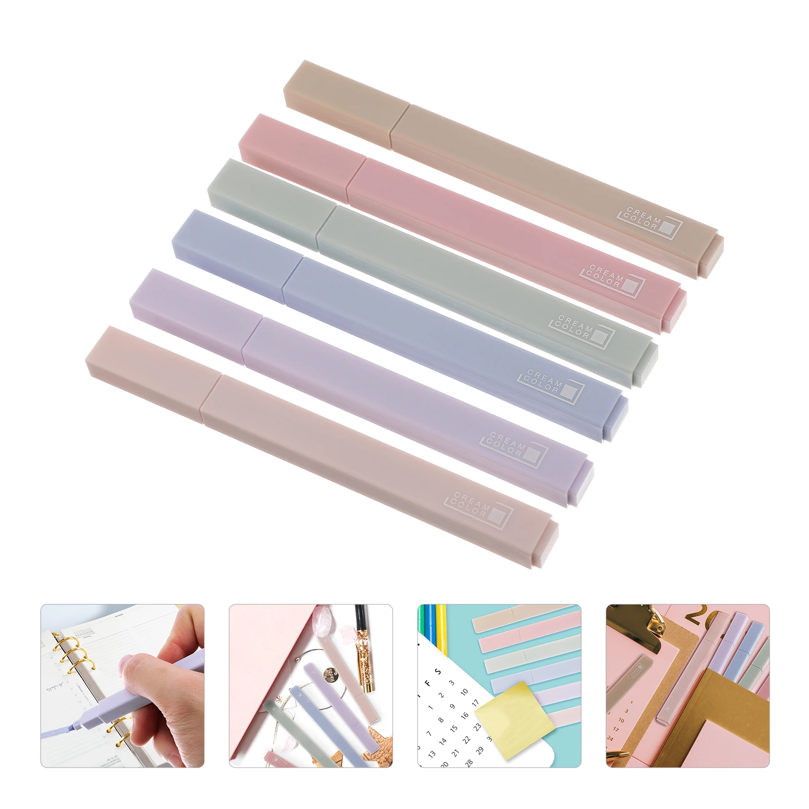 

6 Pcs Markers Plastic Tip Student Pens Annotation Portable Marker Pens Office Student Stationery Supplies Gifts
