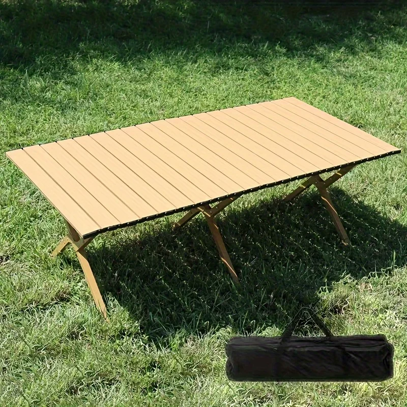 Folding Picnic Table,Portable 4ft Roll-Up Camping Table Egg Roll Table with Storage Bag for 4-6 People, Low Foldable Long Table image 4