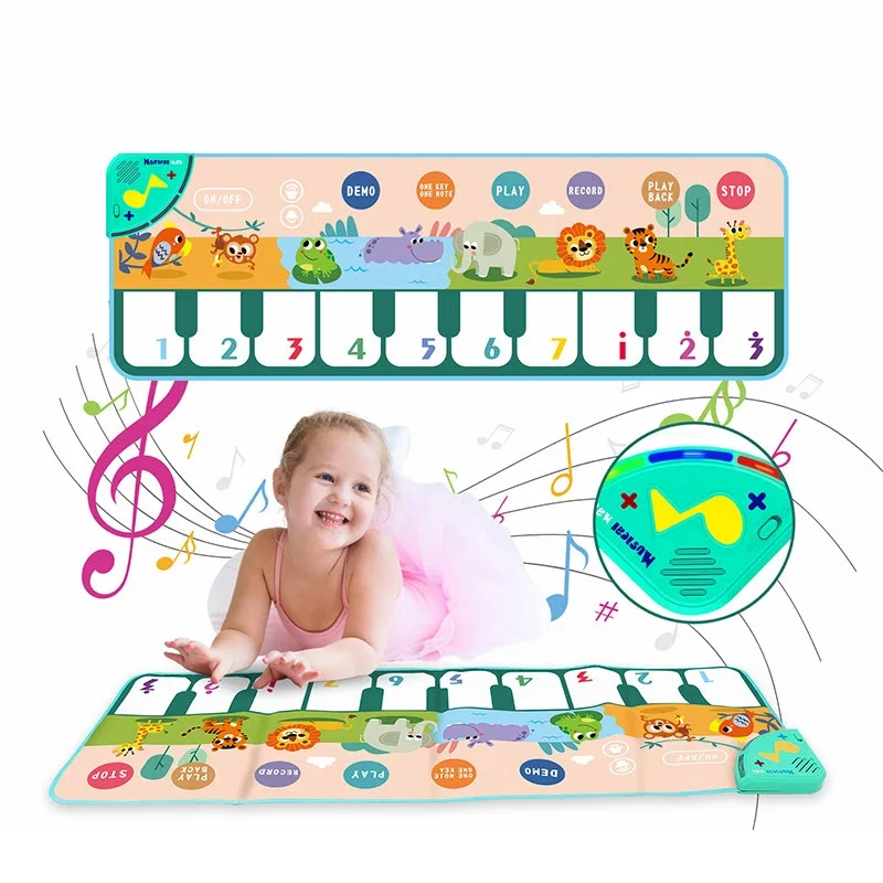 

110x36cm Musical Piano Mat for Kids Toddlers Floor Keyboard Dance Mat with 8 Animal Sounds Baby Mat Educational Toys