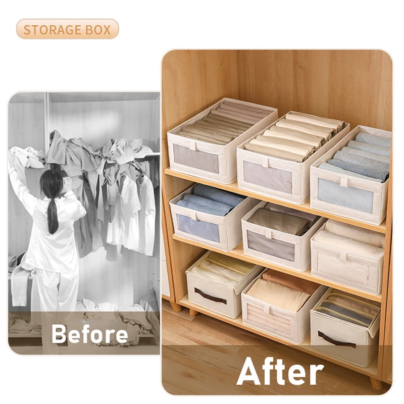 Visible Window Clothes Storage Box Foldable Closet Organizer for Underwear Toys organizer Home Organizers of Cabinets and Drawer