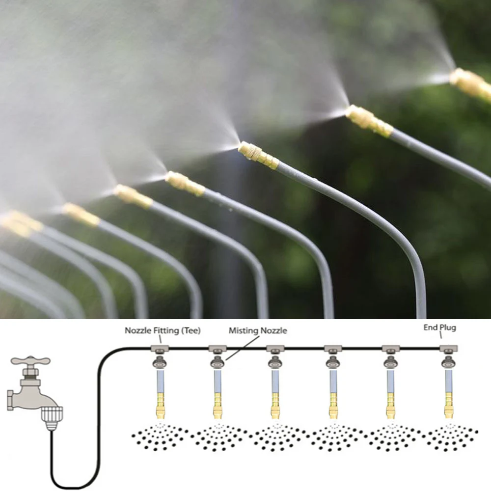 

1/4“ 6.35mm Pipe with 20cm Flexible Nozzles for Garden & Patio Cooling