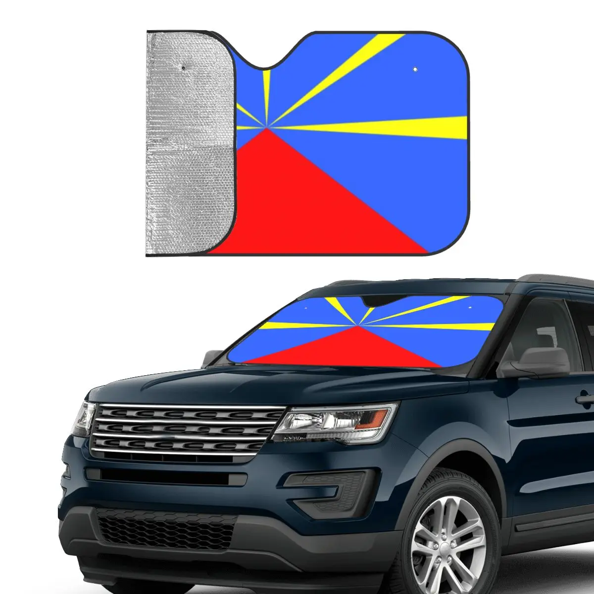 Custom 974 Reunion Island Flag Car Windshield Sunshade Foldable Reunionese Proud Sun Blocker Car Window Shades