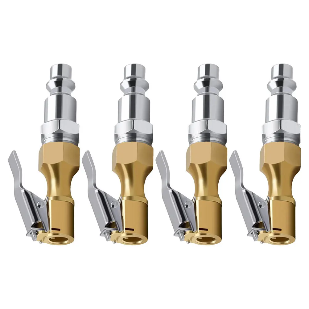 

4Pcs Quick Connect Air Chuck Clip Locking Heavy Duty Air Compressor Tire Inflator Adapter for Car Bicycle Motorcycle
