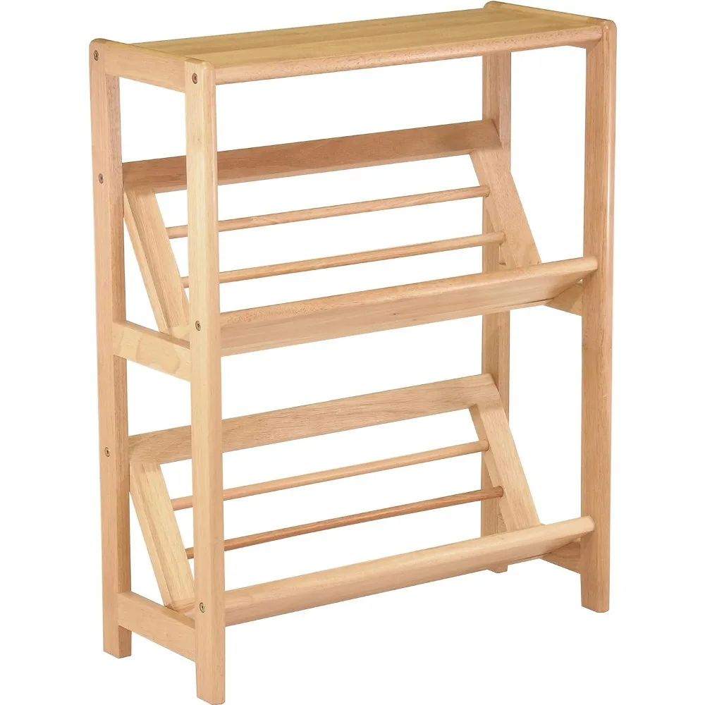 

Storage Shelf Beech Wood 4-Tier Bookshelf With Slanted Shelf Natural Bookcase Book Living Room Furniture Home