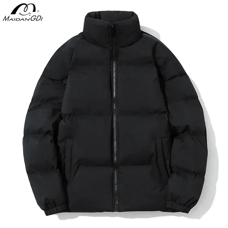 MaiDangDi 5XL Large Size Autumn/winter Outdoor Mens Clothing Men\'s Solid Color Cotton Clothing Fashionable Black Bread Jacket