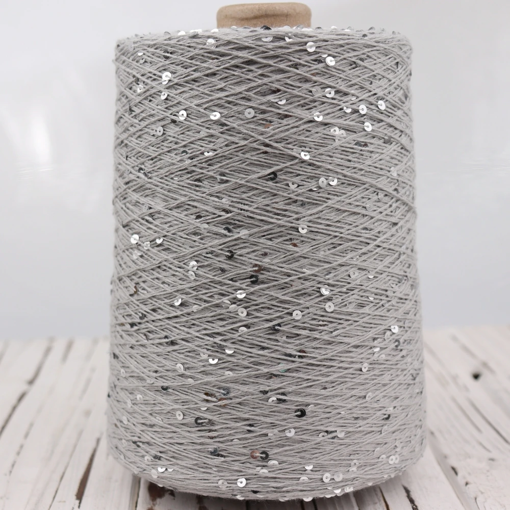  Блэк пряжа 500g 4000M 3mm Sequin cotton yarn DIY Knitted decoration Hand crochet KNITTING YARN