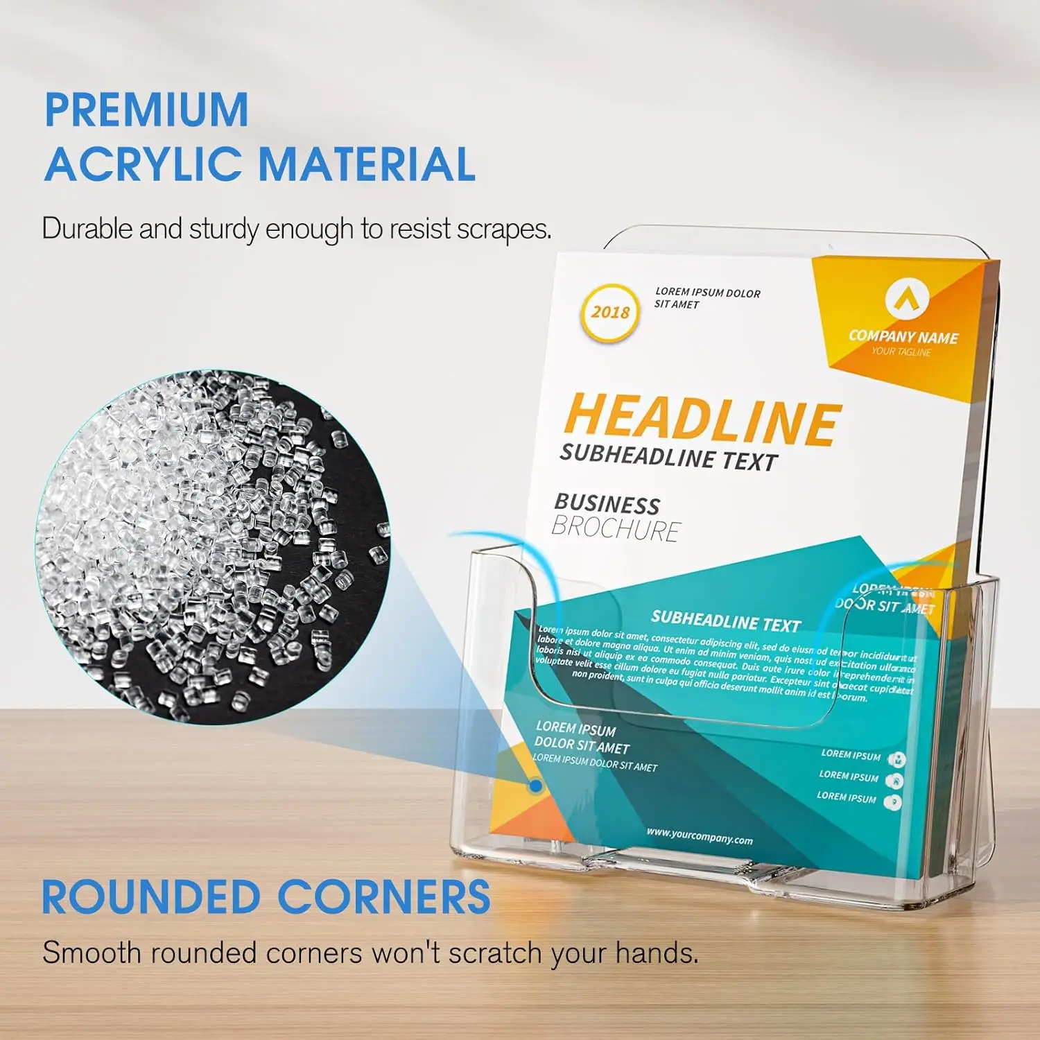 Modern 8.5 X 11 Inch Acrylic Display Rack Clear Plastic Desk or Wall Mount Brochure Holder for 2 Trifold Magazines or Brochures