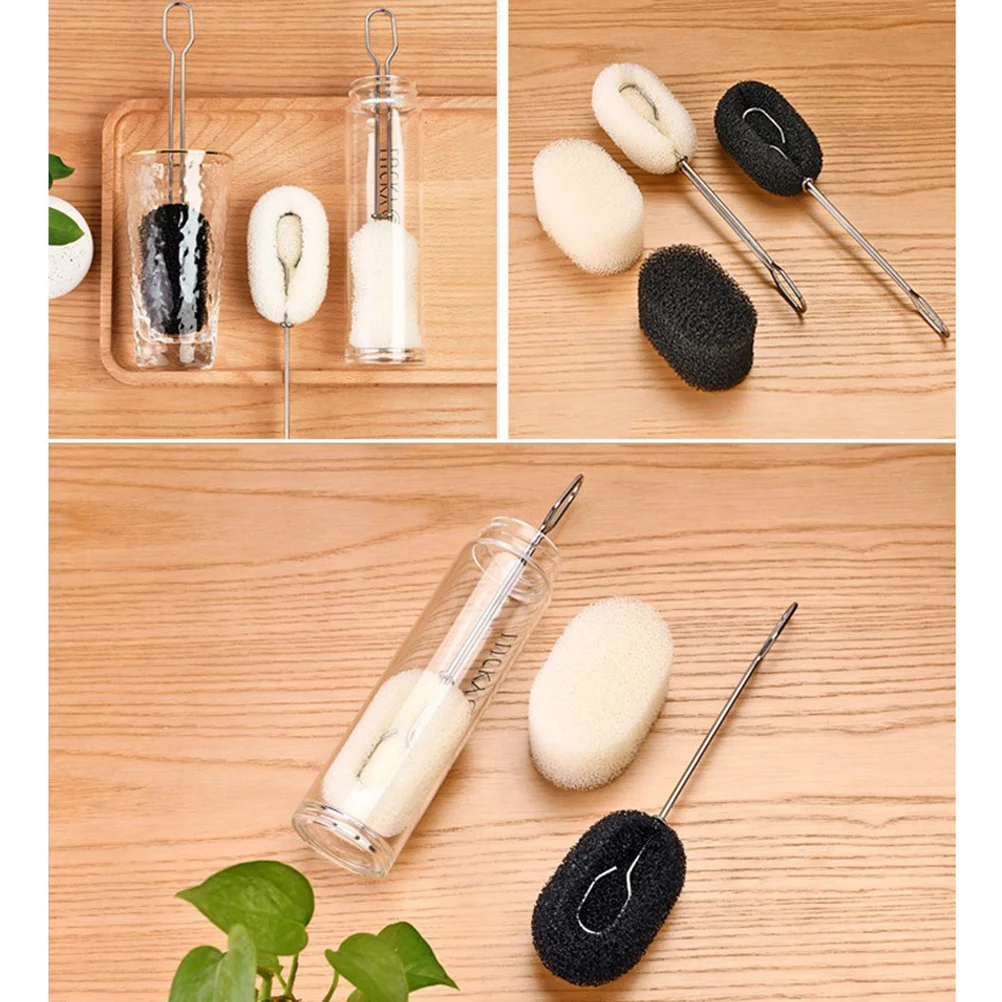 

2pcs Bottle Stainless Steel Handle Eco-Friendly Grip Cleaning Tool For Baby Feeding Glass Water Cup Milk Residue Removal Wash