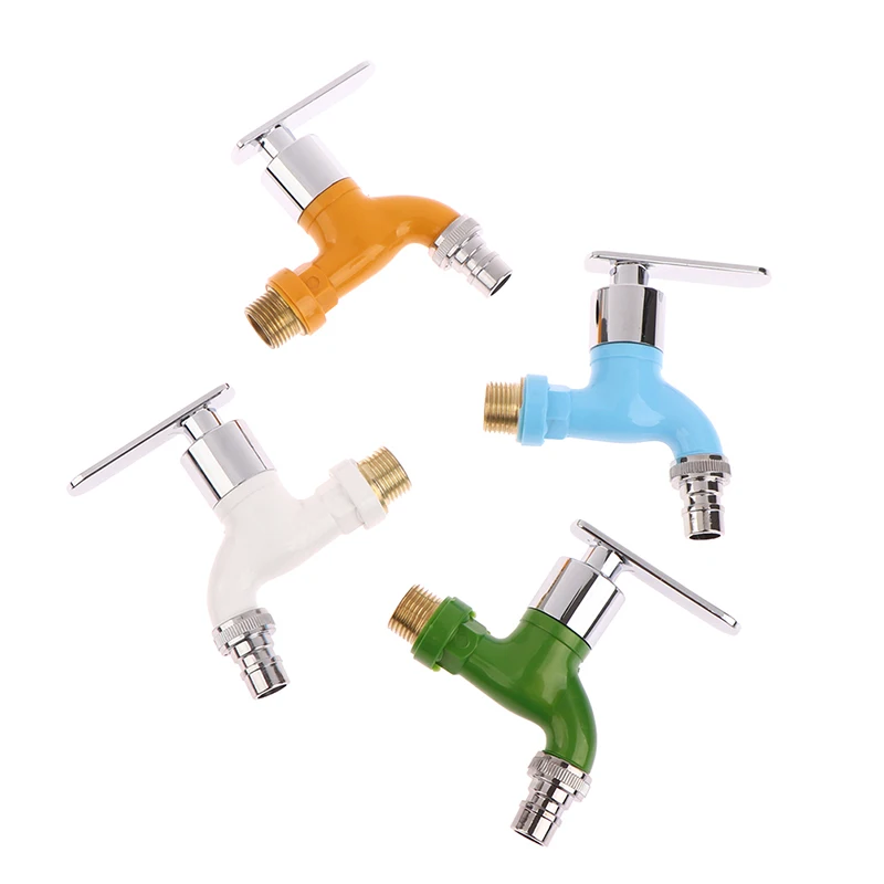 Grifo macho montado en la pared para lavadora, manguera de agua de plástico, conector rápido, 4 colores, 1/2 pulgadas, para jardín y balcón