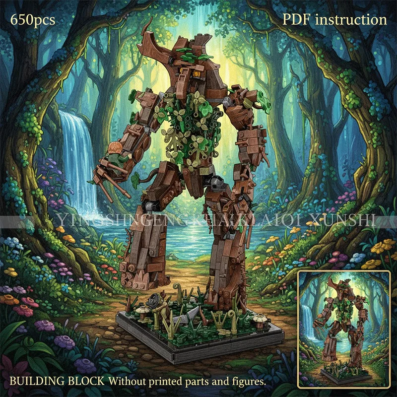 

rings movie MOC Tree Guardian Treant Giant Ancient Forest with Articulated Limbs Fantasy Block Model