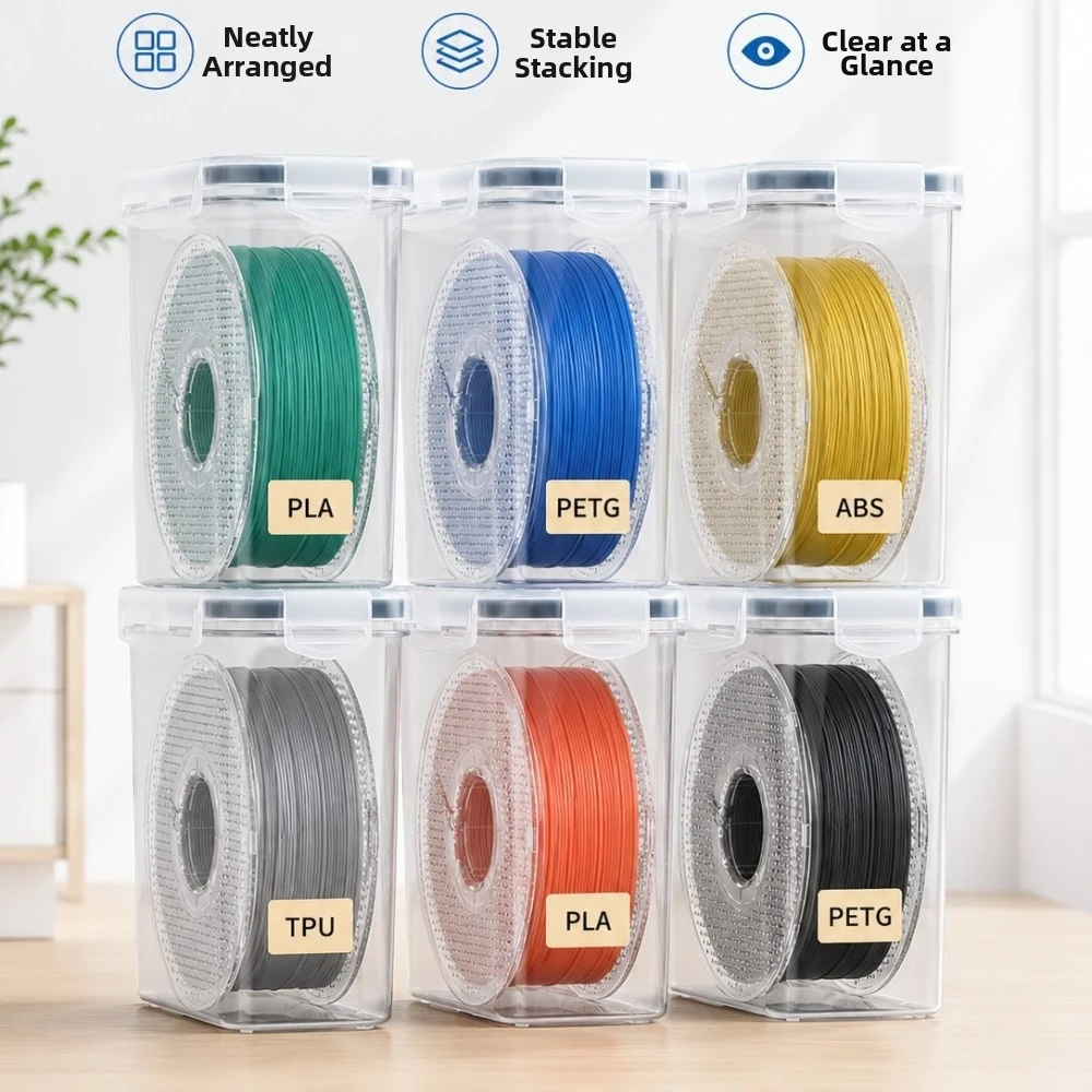Transparent Filament Container Airtight Moisture Proof Filament Storage Box Dustproof Filament Storage Organizer