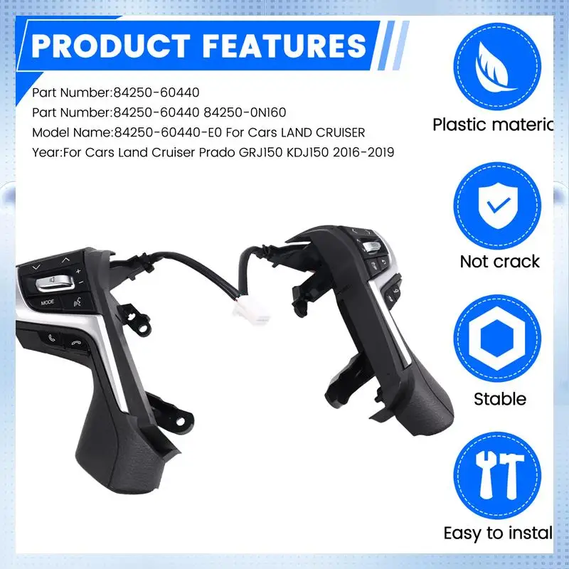 

AM-84250-60440 Steering Wheel Audio Control Buttons Cruise Control Switch For Toyota Land Cruiser Prado GRJ150 KDJ150