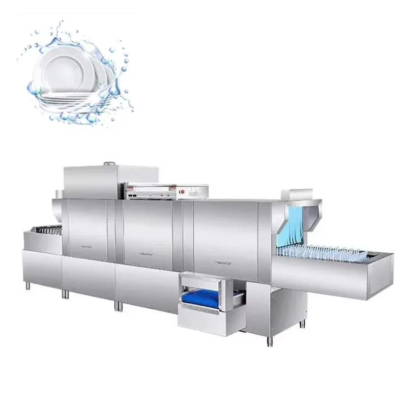 Industrial Large Automatic Dish Washer Commercial Flight Type Utensil Washer Machine With Dryer