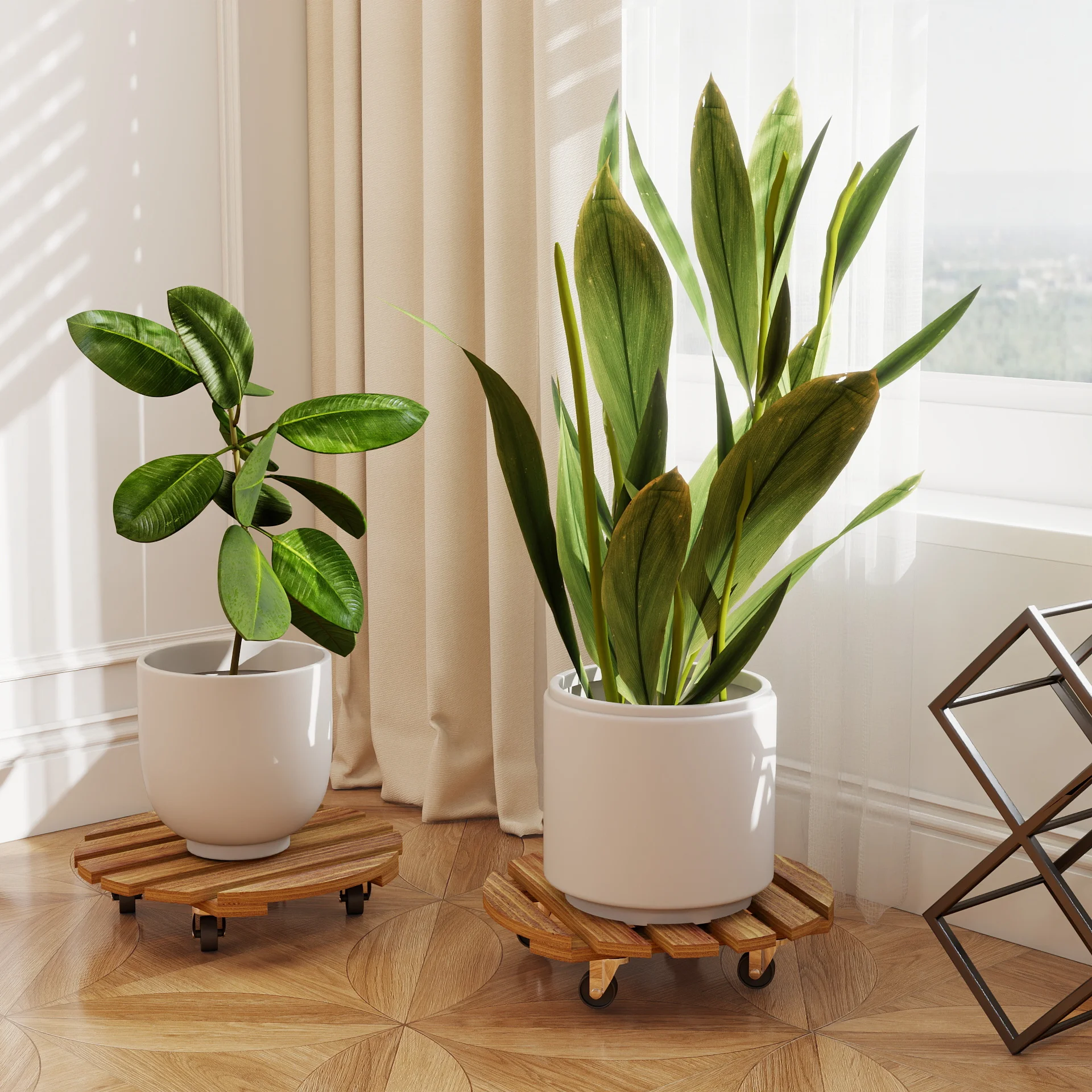 Bamworld مصنع العلبة في الهواء الطلق حامل النبات 12in المتداول عجلات زارع عربة زهور دوللي الثقيلة النباتات الكبيرة بكرات 2 حزمة #1