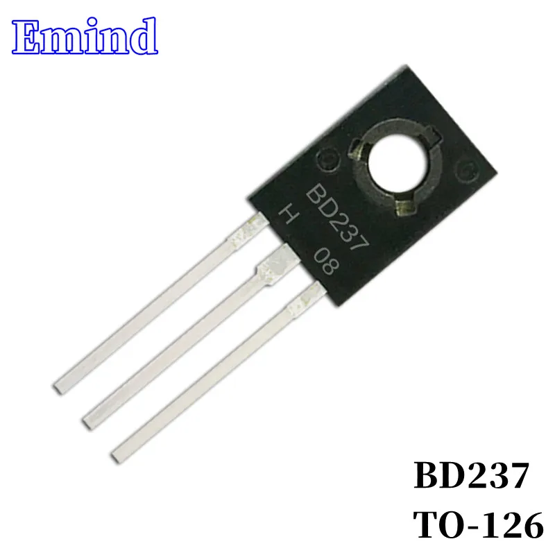 10/30/50Pcs BD237 DIP Transistor TO-126 Type NPN Bipolar Amplifier Transistor 80V/6A