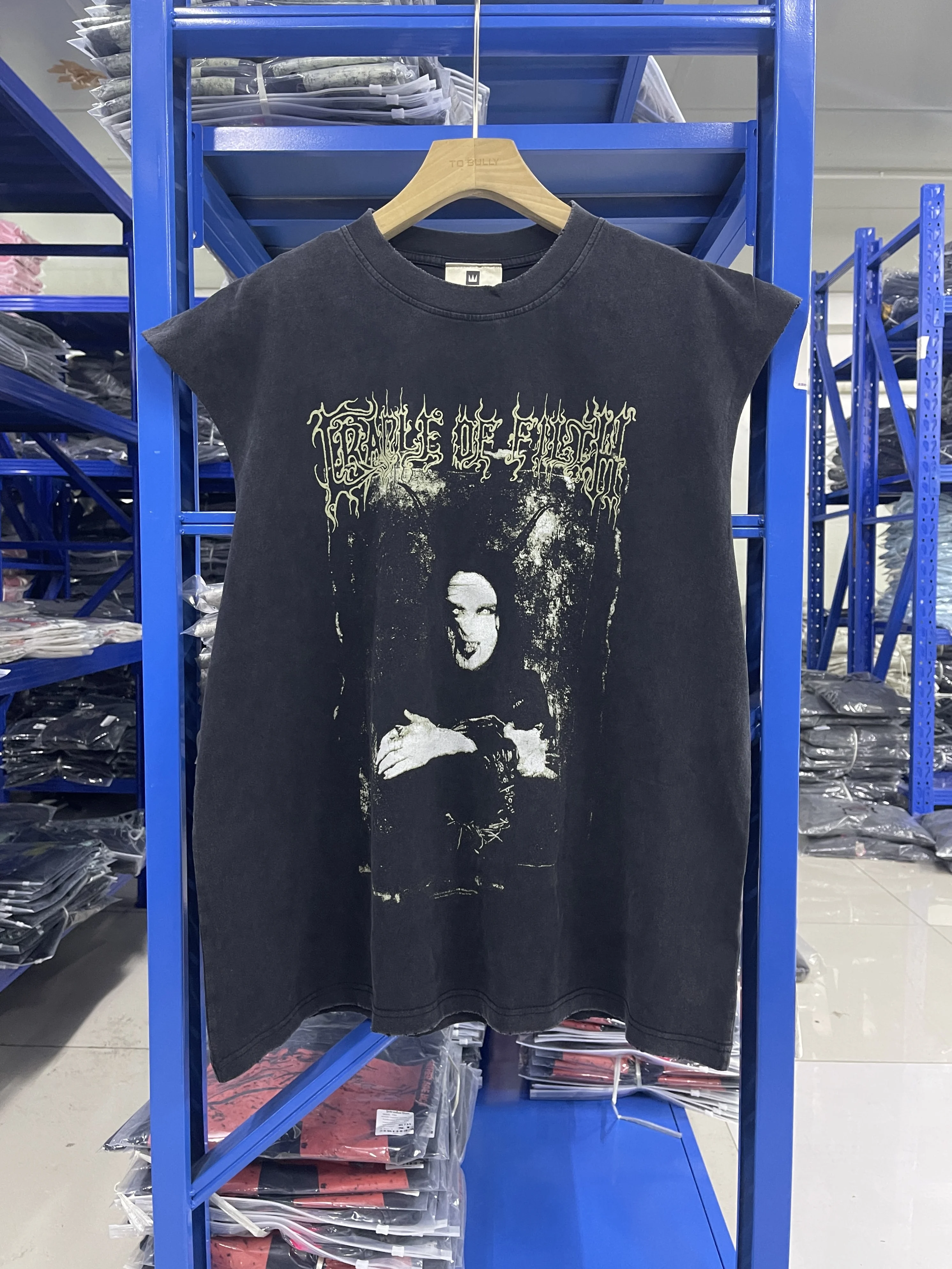 

Лето 25SS Saint, высокое качество, уличная стираная лента с принтом, винтажные повседневные хлопковые топы большого размера, модные мужские топы на бретелях с круглым вырезом