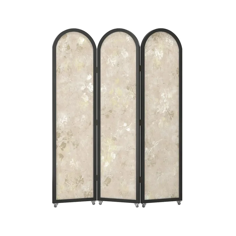 Modern French Floral Folding Screen Room Divider Portable Partition for Living Room Bedroom Entrance Decor
