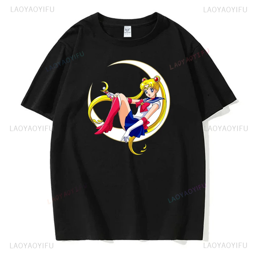 Anime Sailor Moon Cartoon Tshirt Chibiusa T Shirt Vintage Streetwear Manga Short Sleeve Girl Tops Tee Woman Cartoon Cotton Tops