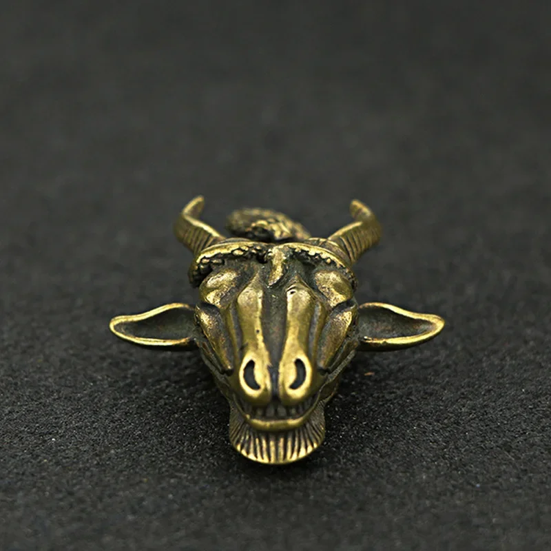 1 Pcs Brass Sheep Head Snake Wrap Around Pendant Lucky Delicate Statue Ornament Pendant Amulet