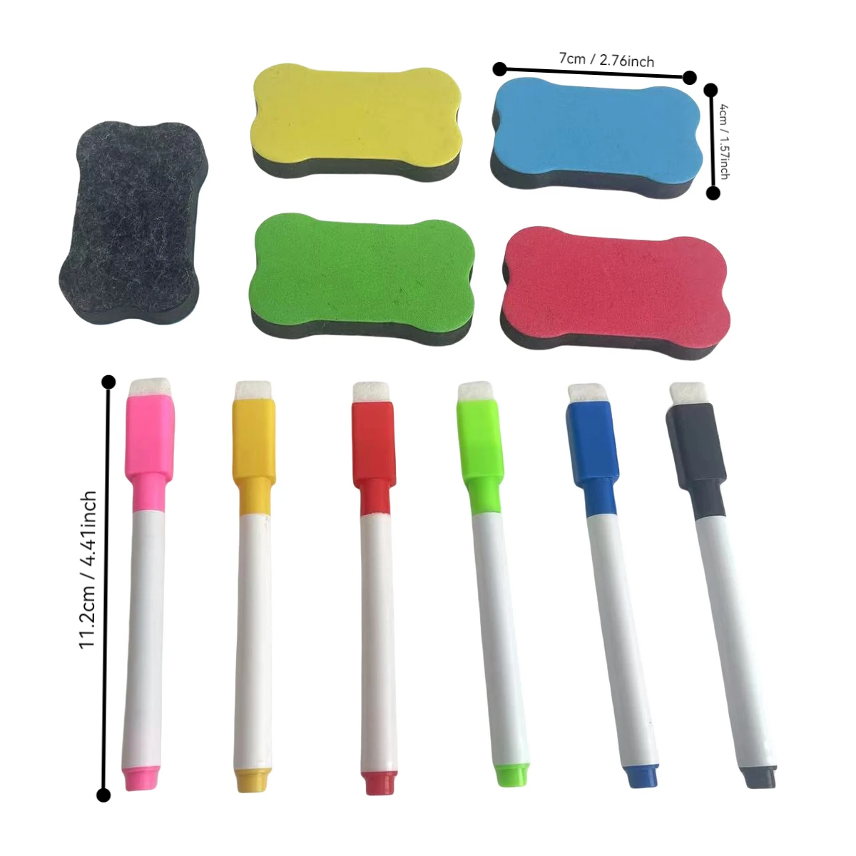 6-Color Reusable Dry Erase File Bags with Writing Practice Wipeable 6-Color Whiteboard Pen And 1 Random Color  Eraser Set image 5