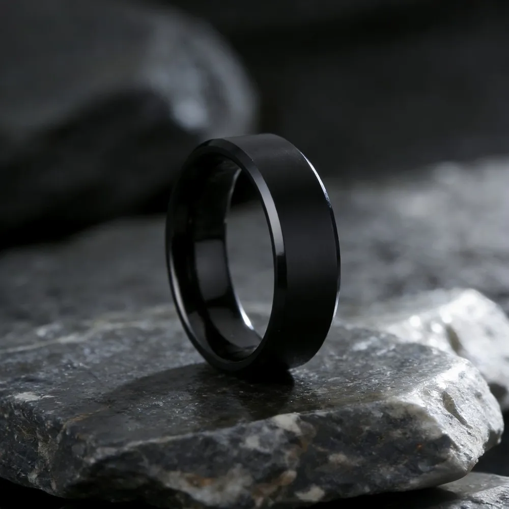 Stainless Steel Black Rings for Men Women Fashion Charm Jewelry Ring Wedding Engagement High Quality Matte Male Accessory