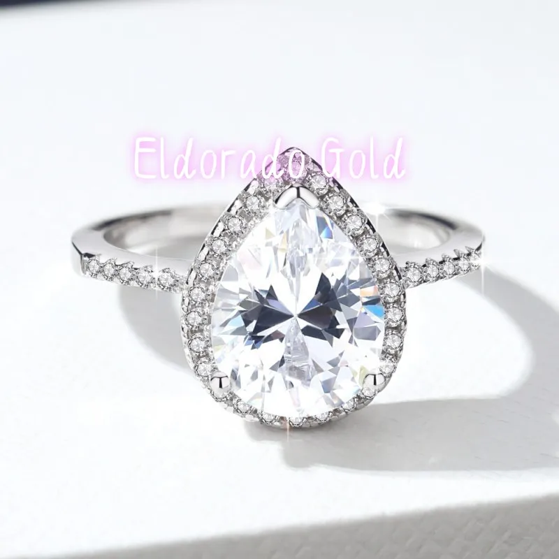 

Кольцо Eldorado Gold с муассанитом в форме капли, 5 карат, для женщин, платина PT950 — сияние, как у бриллианта, классическая форма «груша», изысканная платина