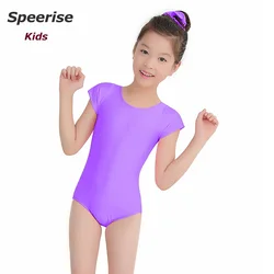 Speerise Kids Nylon Ballet Costume Dance Leotards for Boys Stretch Spandex Classic Short Sleeve Professional Gymnastics Bodysuit
