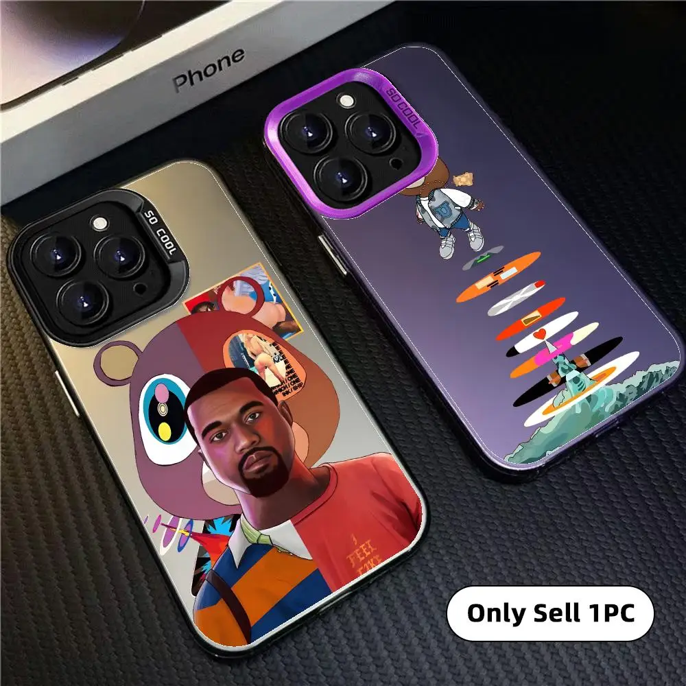 Rapper Singer K-KANye West Phone Case Colorful Matte Laser Aurora Phone Case For IPhone 18 17 16 15 14 13 12 11 Pro Max Air