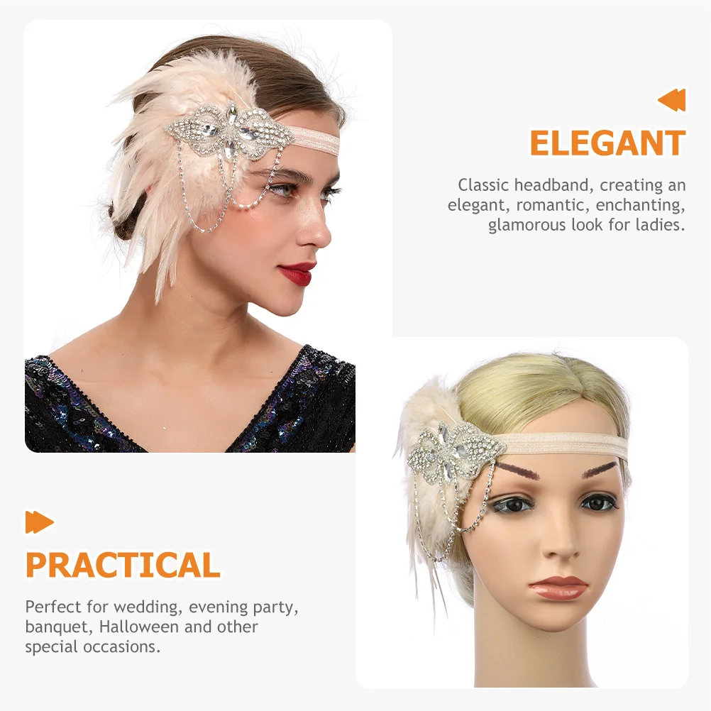 

Vintage Headband for Women 1920S Rhinestone Tassel Hair Accessory Elegant Glamorous Look Wedding Evening Party Cocktail