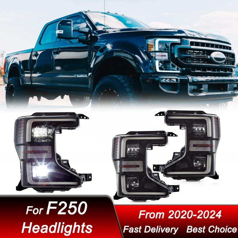 Hot Car Headlights For Ford F250 20-24 Upgrade full LED Headlamp Assembly High Configure Projector Lens Accessories Kit