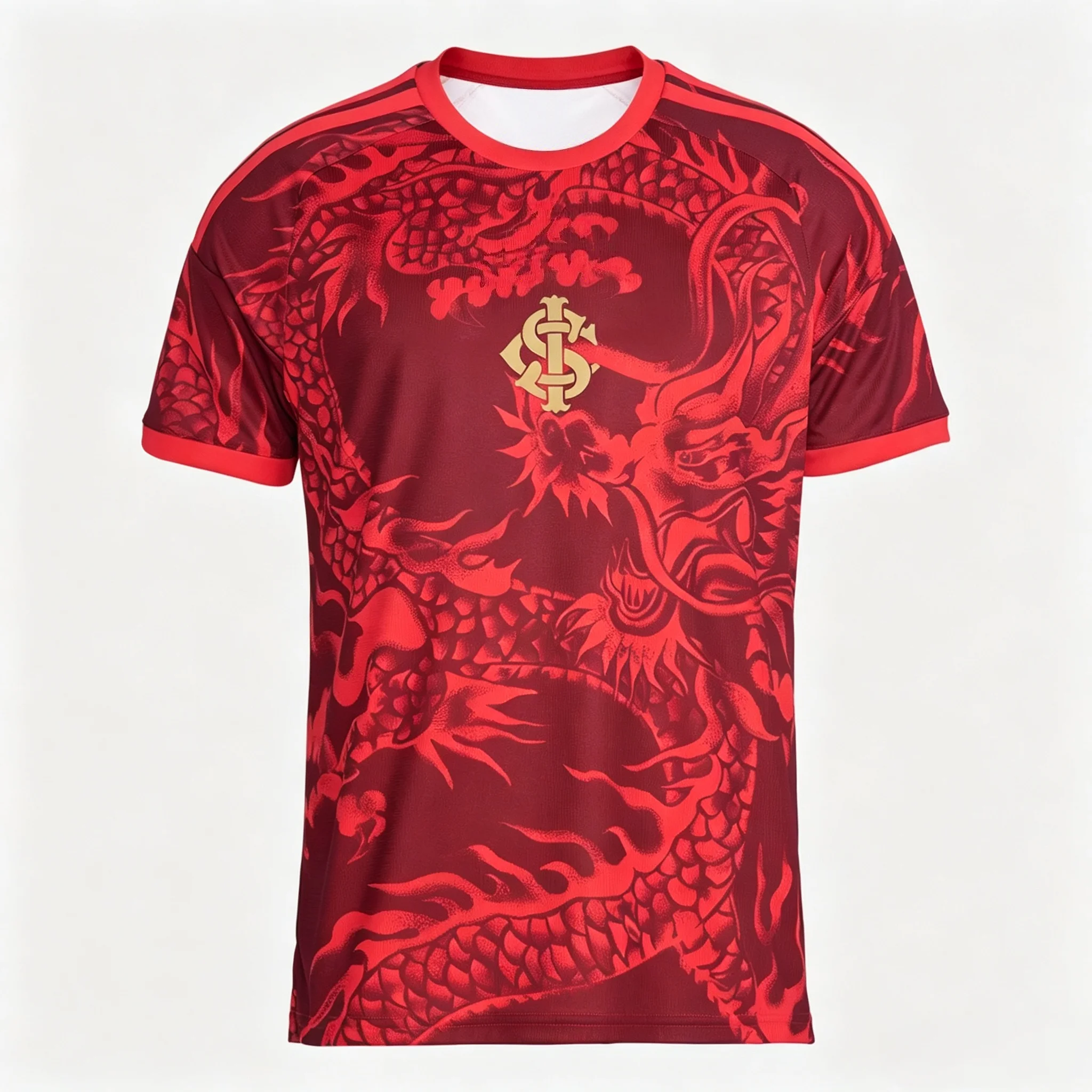 Brasilianisches 2026-27 Fußballtrikot im Internacional-Stil, passende Familienoutfits, rot-weißes T-Shirt mit V-Ausschnitt, trendige Eltern-Kind-Kleidung – Detail 1