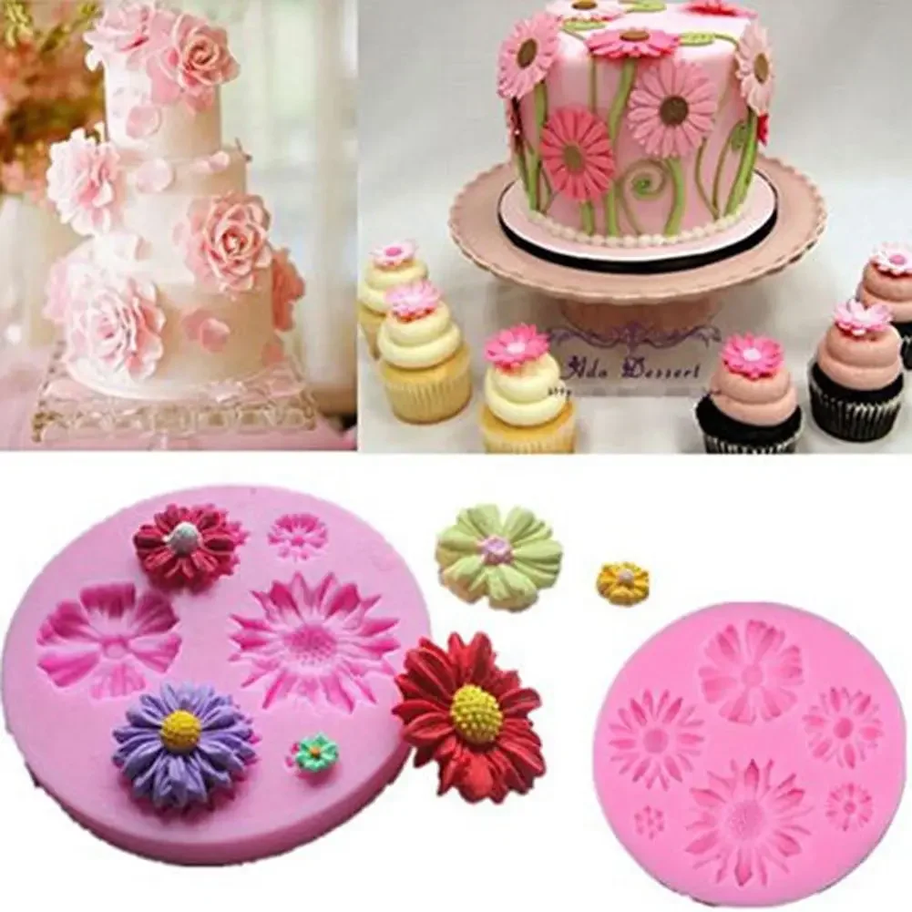 3D Daisy Flower Silicone Molds Fondant Craft Cake Candy Chocolate Ice Pastry Baking Tool Mould Fondant Tools Baking Accessories