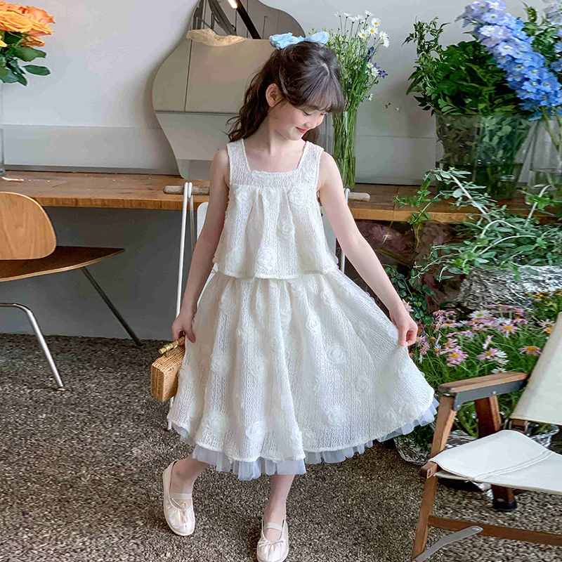 

Princ Dr Set for Girls Summer Faionable Two-Piece Suit Children's Strap Top Girl's Dr Trendy Outfit for Kids