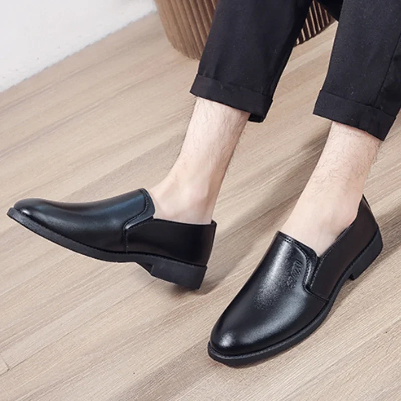 Black Casual Leather Shoes for Men Trend Loafers Men's Social Shoe Brand Business Mens Shoes Classic Groom Wedding Shoes Zapatos