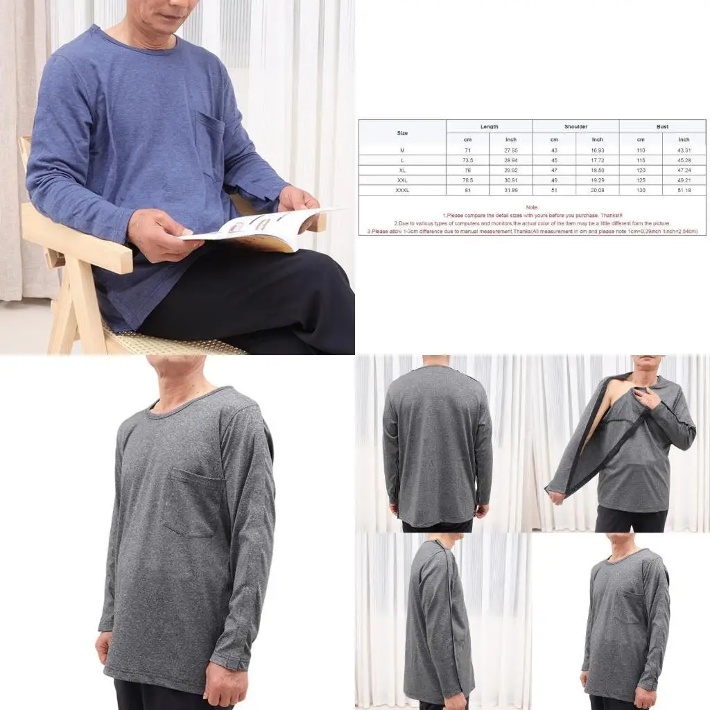 39BD Shoulder Post Surgeries Recovery Shirt Full Tear Away Chemo Port Access Shirt