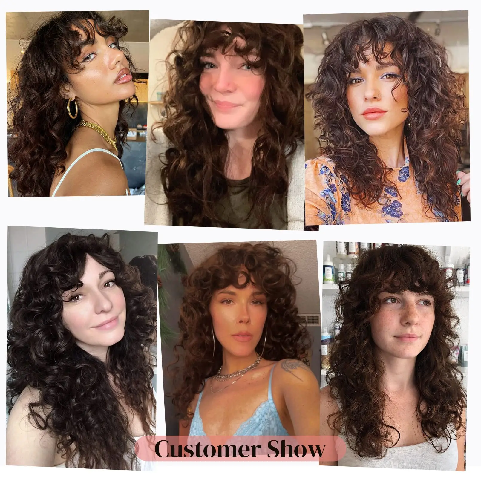 16-inch synthetic long curly hair with bangs human hair wigs for women to choose Gorgeous Shag women wig daily with use