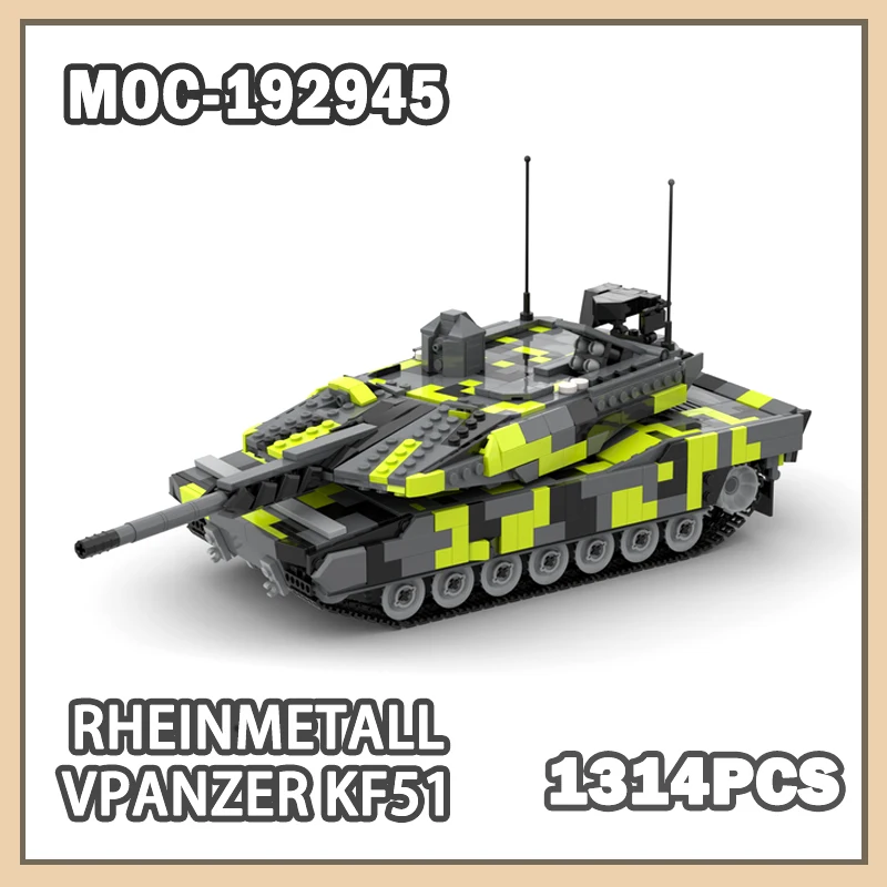 

MOC-192945 Rheinmetall Panzer KF51 German Main Battle Tank Military War Series Building Blocks Brick Models Toys Gifts 1314PCS