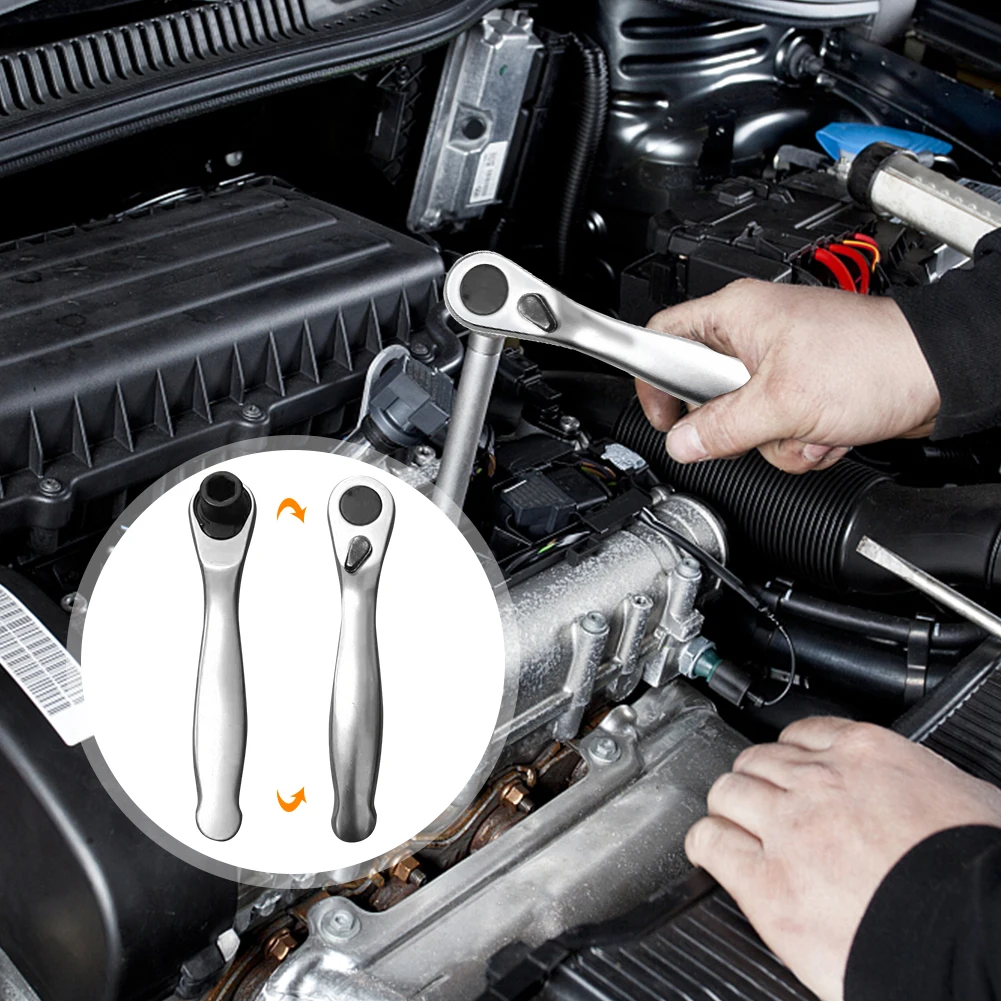 2 In 1 1/4 นิ้ว Mini Ratchet ประแจ 72 ฟัน Dual Head ไขควง ไขควง Bit Driver Ratchet ประแจซ่อมเครื่องมือ