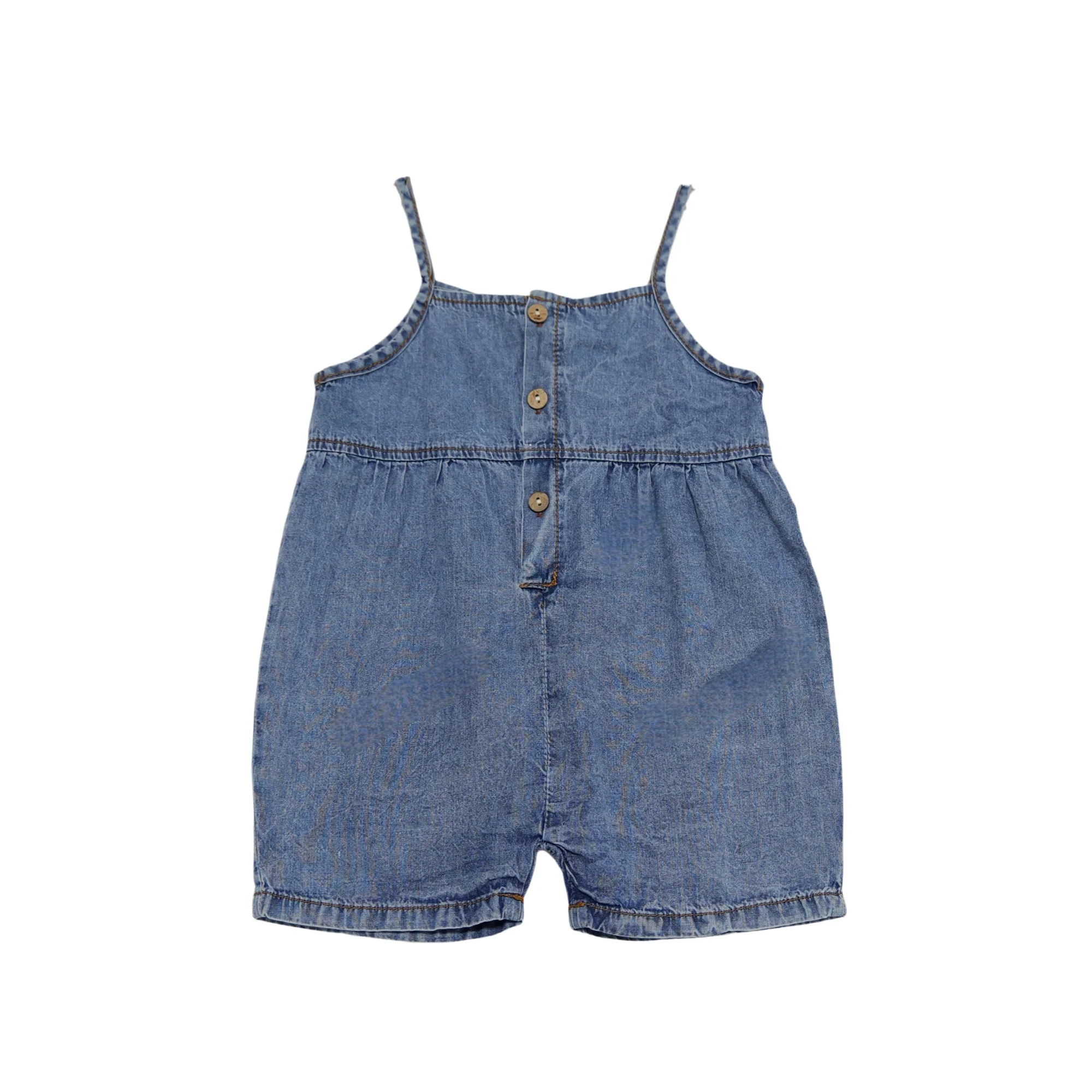 Sommerlicher, atmungsaktiver, leichter Baby-Overall mit Holzknöpfen, ärmelloser Strampler für Neugeborene, für den Alltag.
