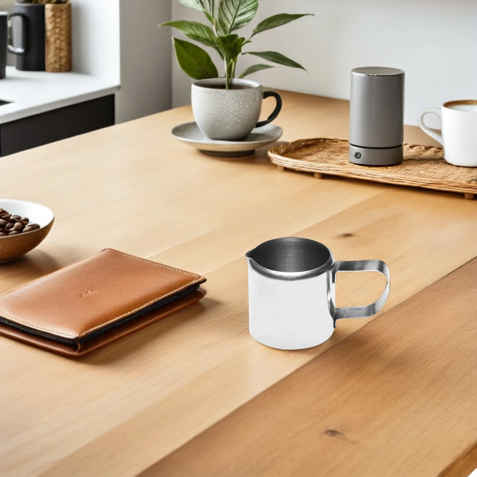 

2Pcs Stainless Steel Milk Jug Mini Milk Pot Sauce Cup Multi- Cream Holder Honey Container Espresso Tool