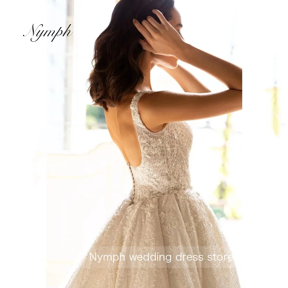 

Customized Shiny Wedding Dress 2025 Square Collar Beaded A-Line Bridal Gown For Women Princess Sleeveless Vestido De Novia