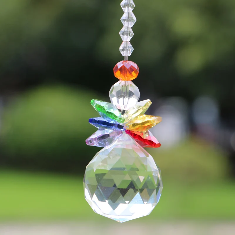 Crystal Ball Prism Chakra Suncatcher Rainbow Maker Crystal Ball Pendant Window Hanging Ornament Home Garden Wedding Decoration