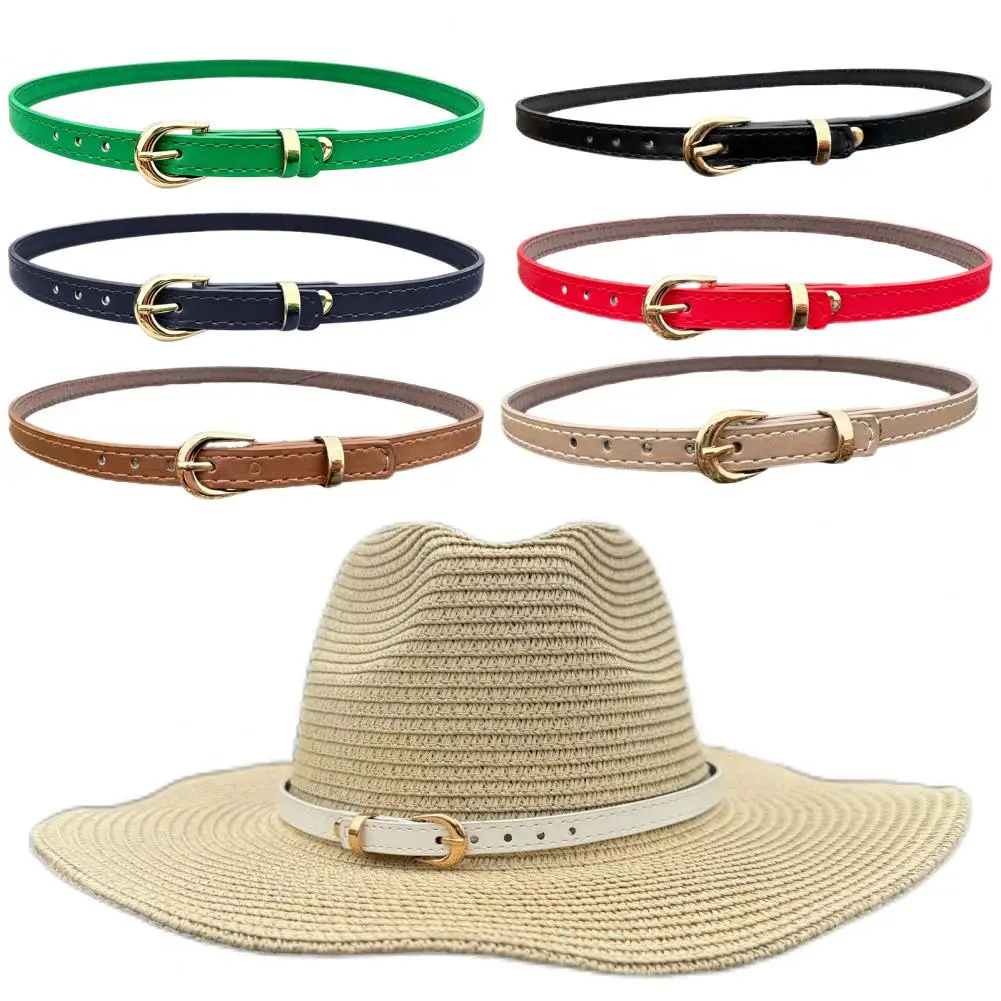 Hat Decorative Belt Faux Leather Fedora Hatband Replacement Adjustable 27-inch Cowboy Hat Band for Men Women Skinny Faux Leather