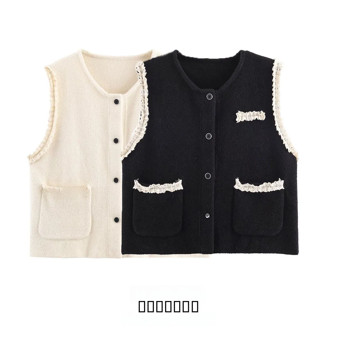 KASLEAD nuevo cárdigan abierto de punto de encaje Ne redondo para mujer chaleco Faionable Street Sle Color fibra de poliéster