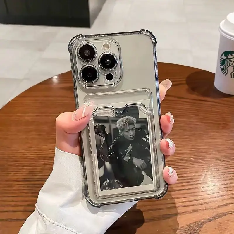 Fotokarte Brieftasche Tasche Hülle für iPhone 17 16 Pro Max 11 12 13 14 Pro 15 Plus 17 Air X XS Max 6 7 8 Plus SE Klare Abdeckung Handyhülle – Detail 5