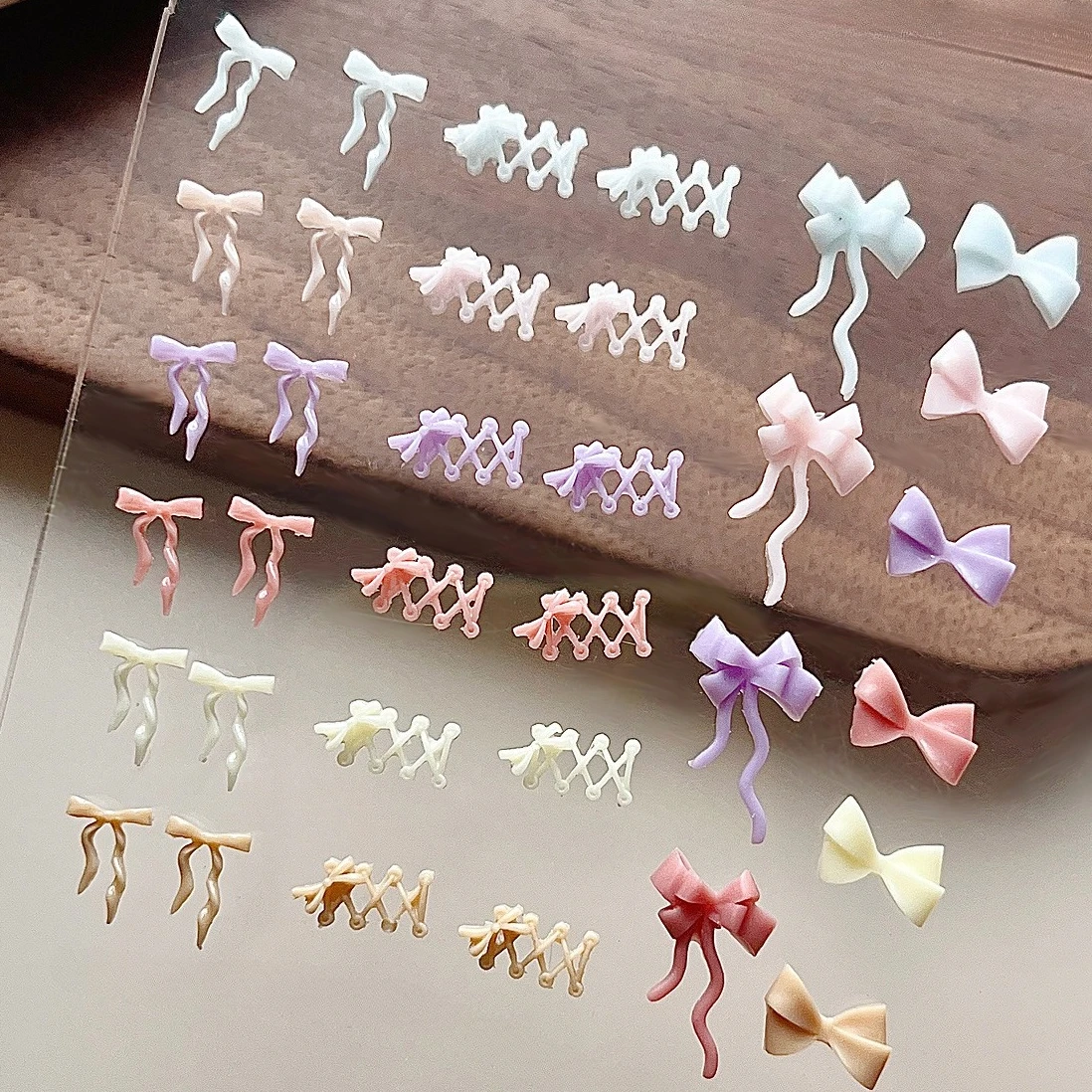 الملونة شفافة الباليه حزام Bowknot لينة منحوتة تنورة حافة الراتنج الشريط ربطة القوس فيونكة مسمار الفن زينة مانيكير اكسسوارات #5